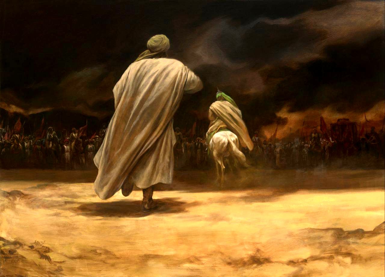 وداع با حضرت علی‌اکبر (ع) موضوع نقاشی جدید حسن روح‌الامین
